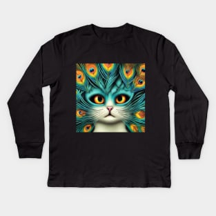 OG CAT - Peacock Cat Kids Long Sleeve T-Shirt